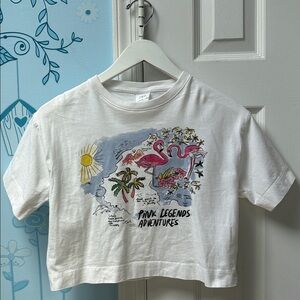 Zara White 100% Cotton "Pink Legends Adventures" Graphic Tee Girls Size 11-12 !